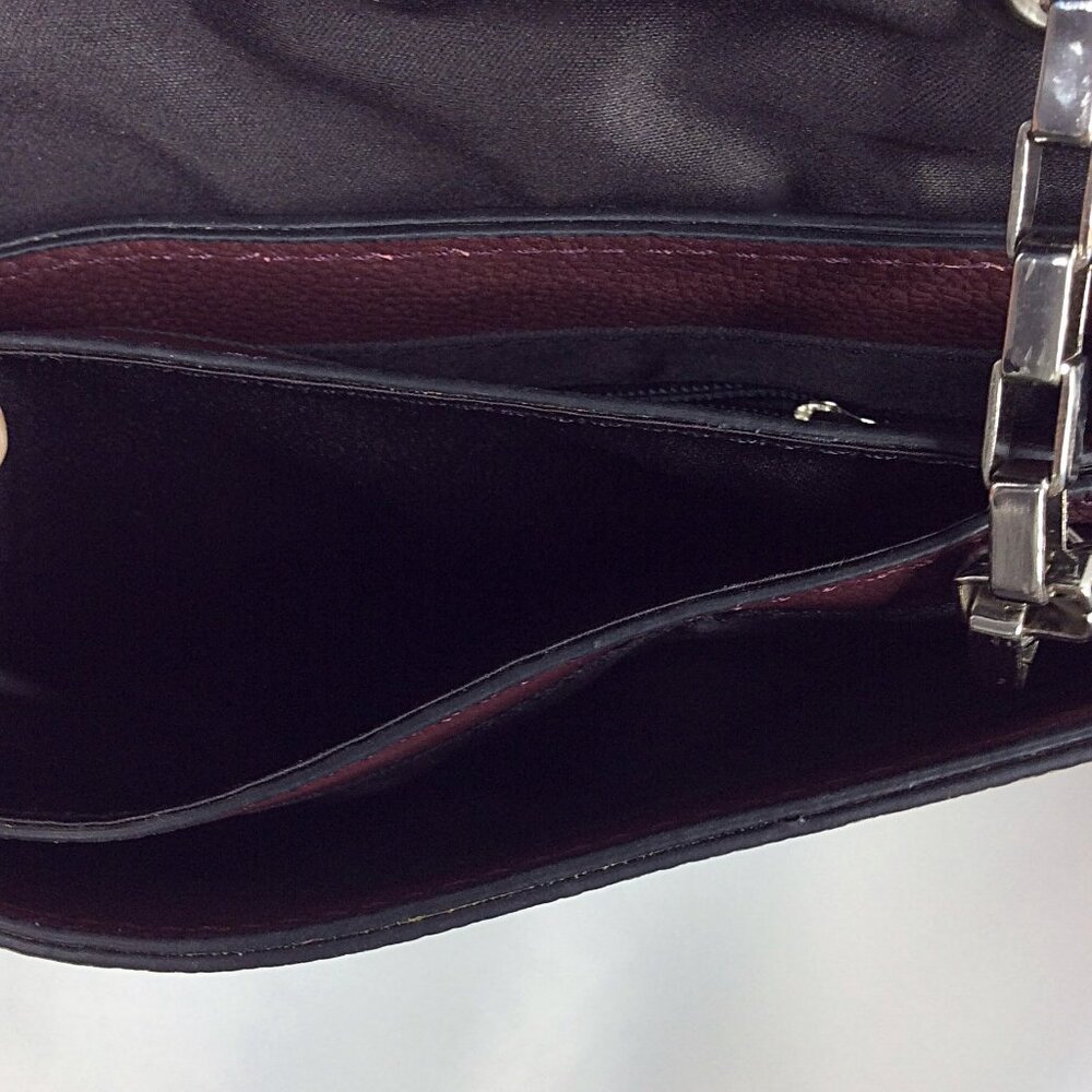 Tahari Soft Burgundy Pebbled Leather Small Crossbody Shoulder Bag Purse - Picture 10 of 10